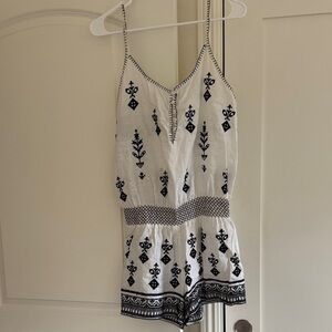 Calypso St. Barth White and Black Embroidered Romper